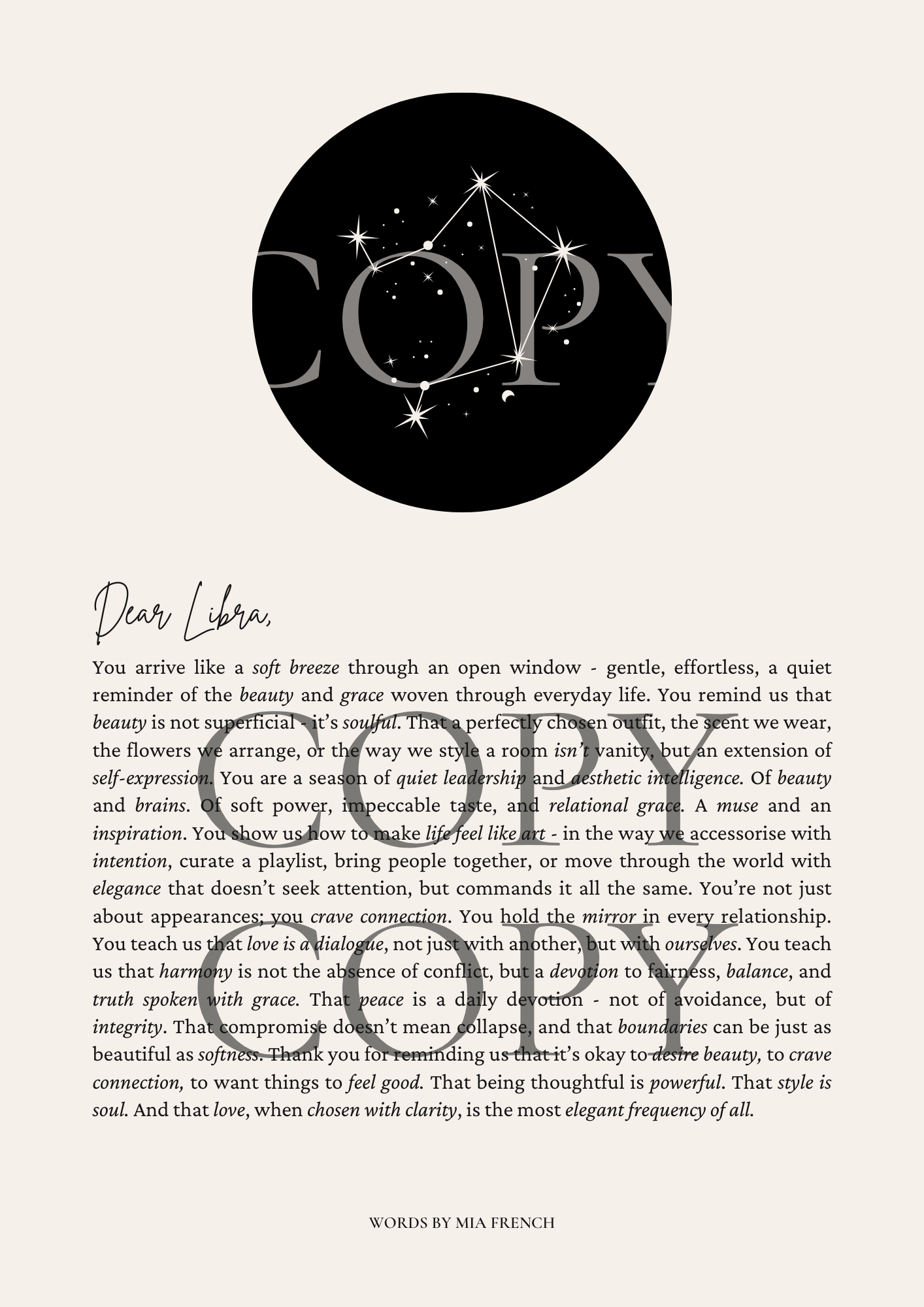 Dear Libra ~ Design 2