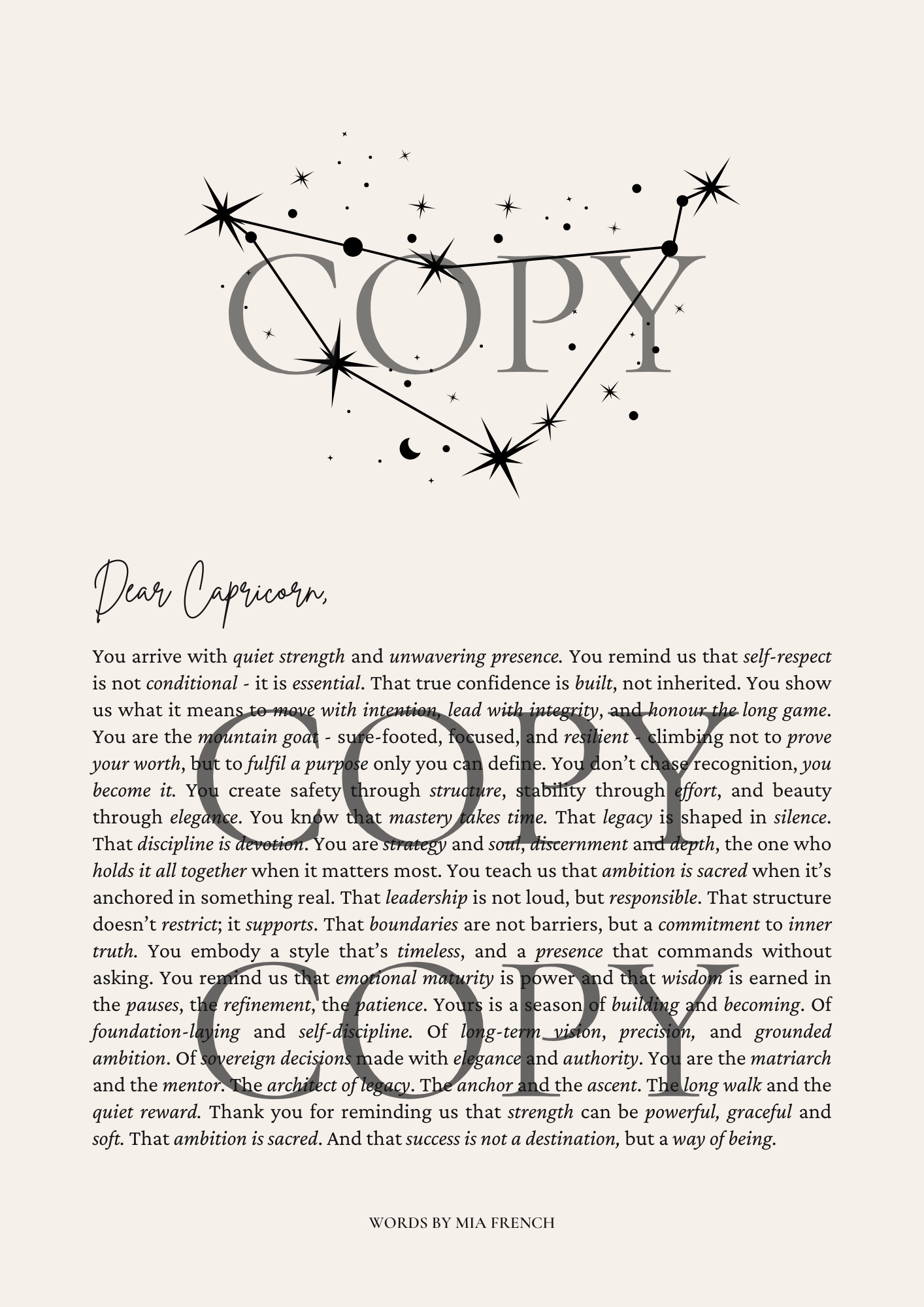 Dear Capricorn ~ Design 1