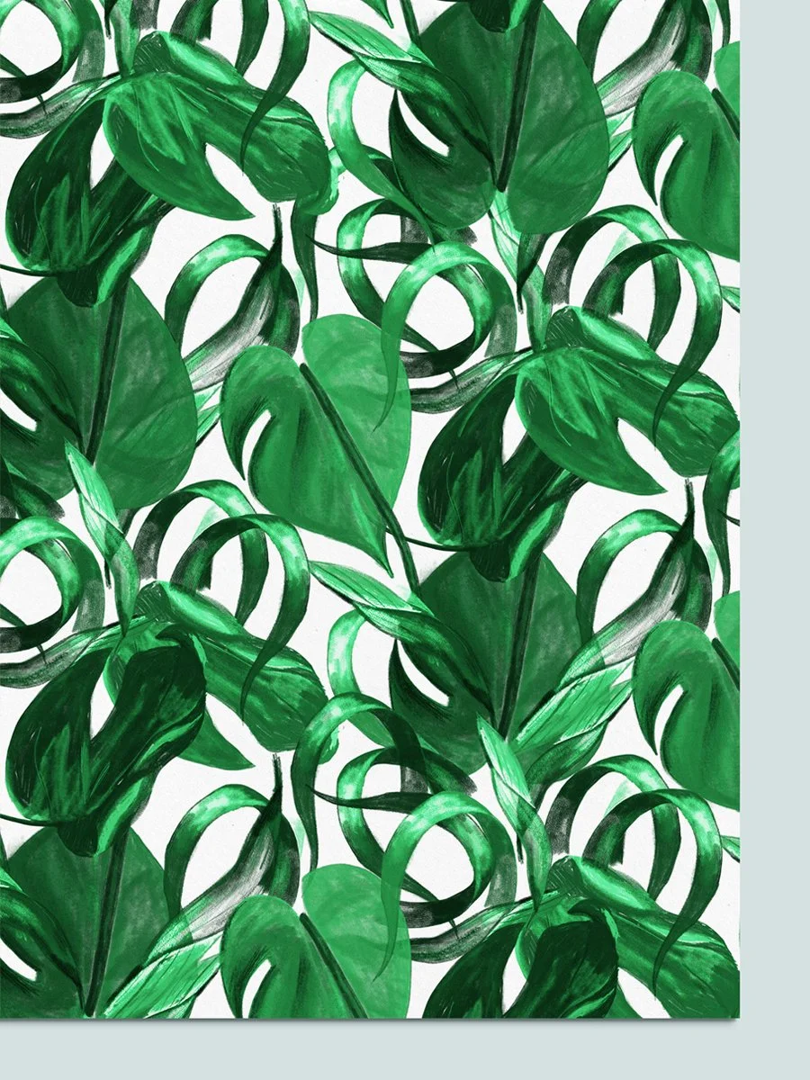 monstera magic  blue palm papers