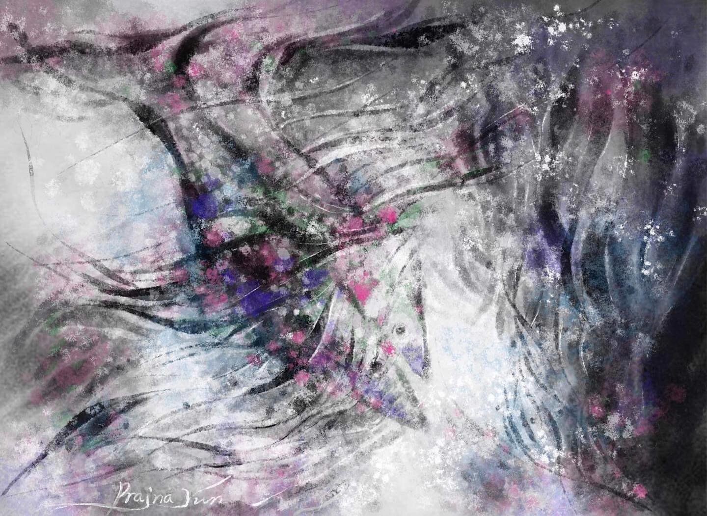 Just let it reach me

Because it is the heart of a woman who embraces flowers
The flower, it approaches her completely.

Because it&rsquo;s his heart with all the white space
The empty sky, it approaches him as one

Because nature itself is the dharm