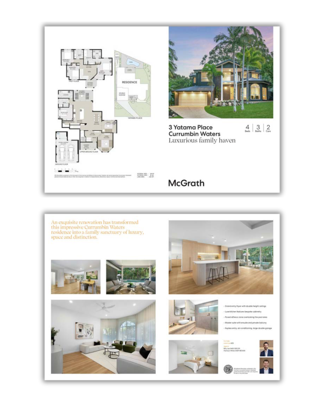 Renders and examples of property print promotions showcasing the properties detailes, images etc for print. Billy Jaz Agent. McGrath Palm Beach.