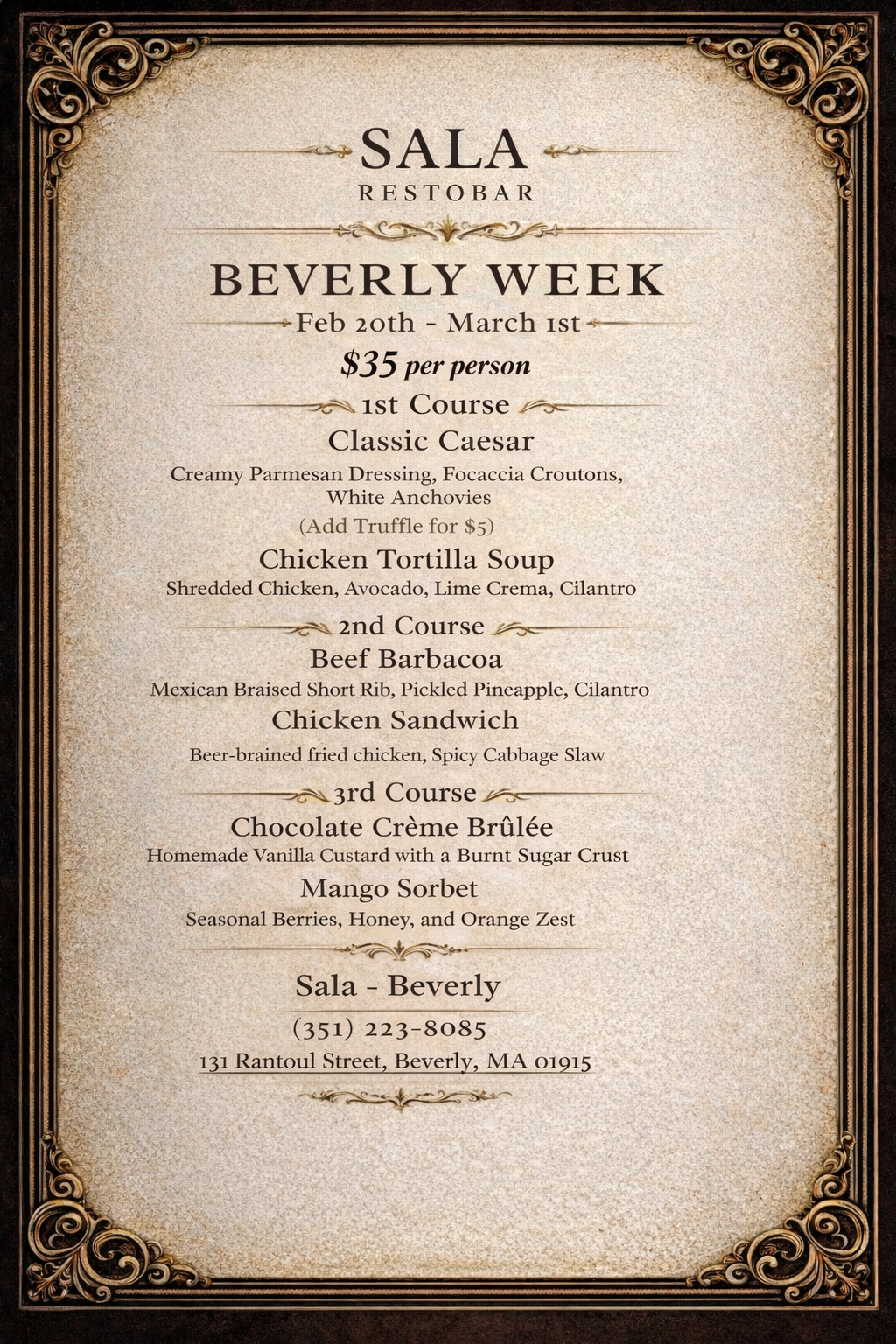 Restaurant Beverly Week 