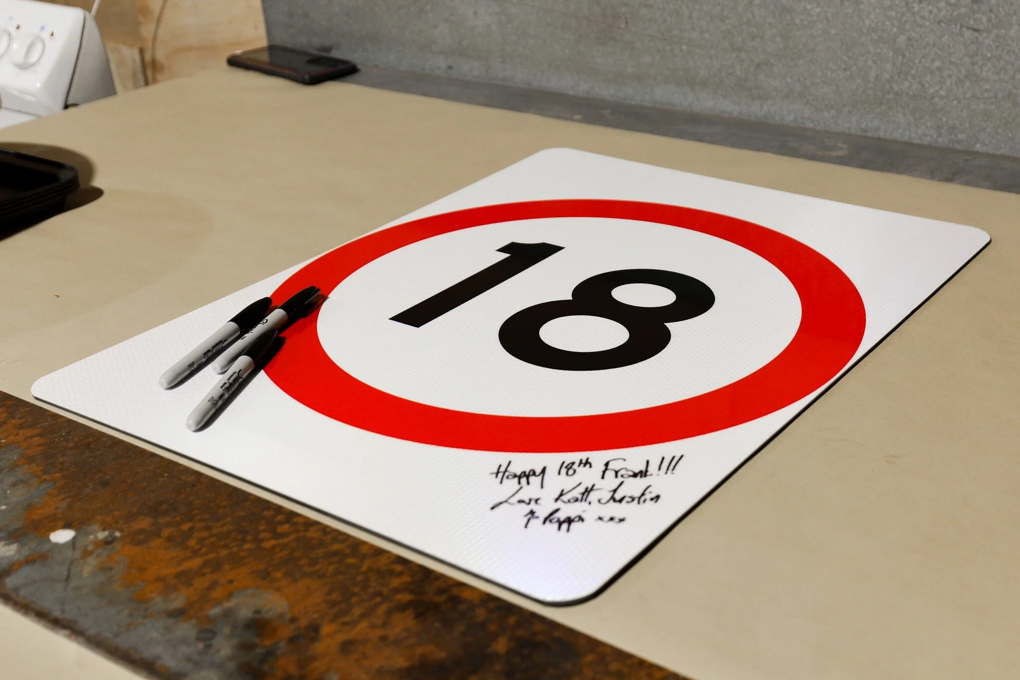 🎂🚀 &quot;Eternal 18&quot; Birthday Card: A Sign of Celebration! 🚦🎉

This isn't just a card; it's a keepsake! 💌

Celebrate the 18th (or any) year in life with our unique 18-speed limit sign birthday card. It's a gift that can be signed by friends