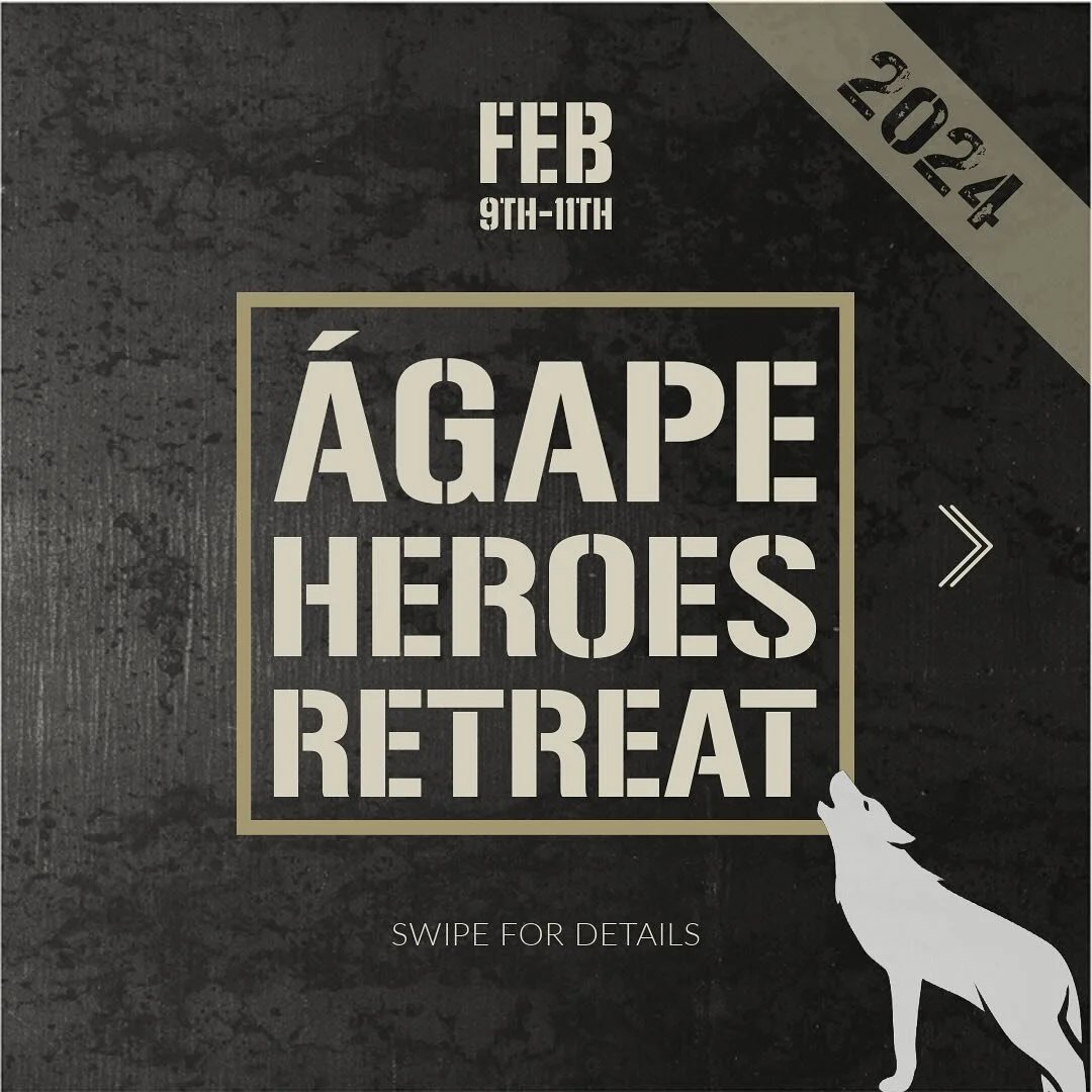 Agape Heroes is pleased to announce the details for our first Agape Heroes 3-day Retreat in 2024!

🫡Registration is now open for our next 15 participating Veterans and First Responders.  Space is limited. 

The Agape Heroes Foundation will also be o