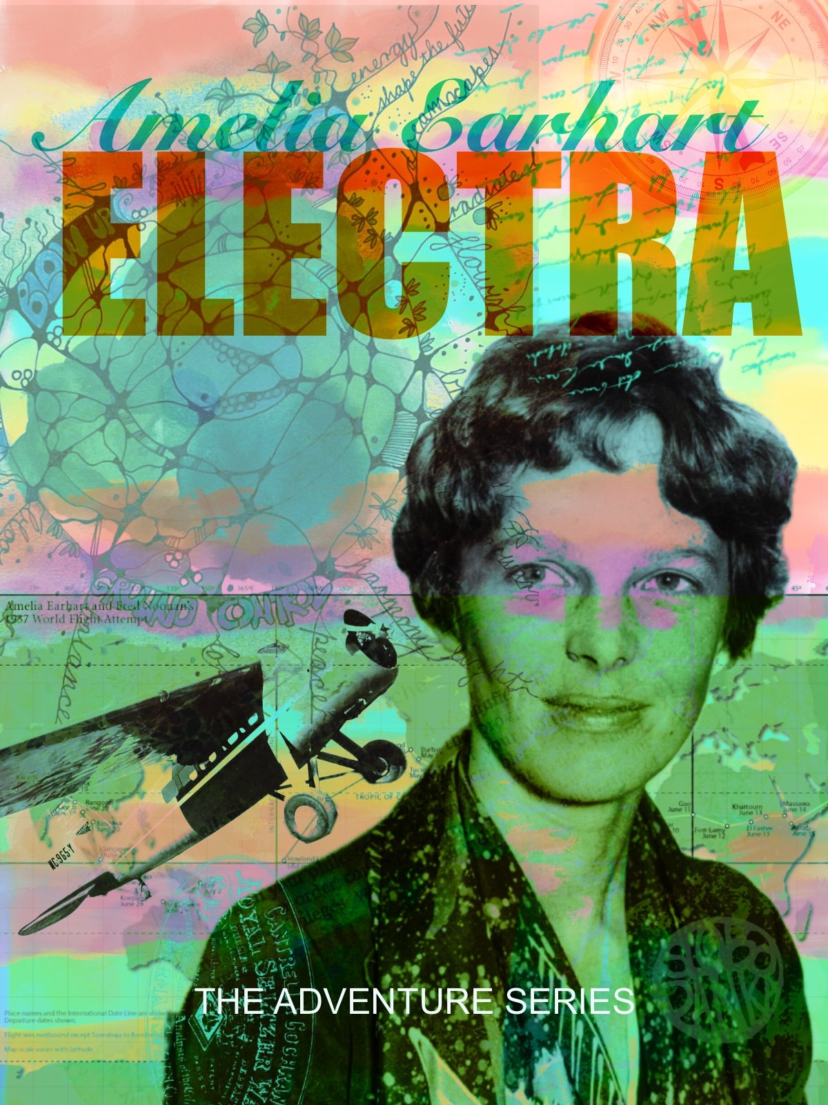 Pop-inspired green and pink digital collage featuring a theatrical female figure with dramatic textures.”