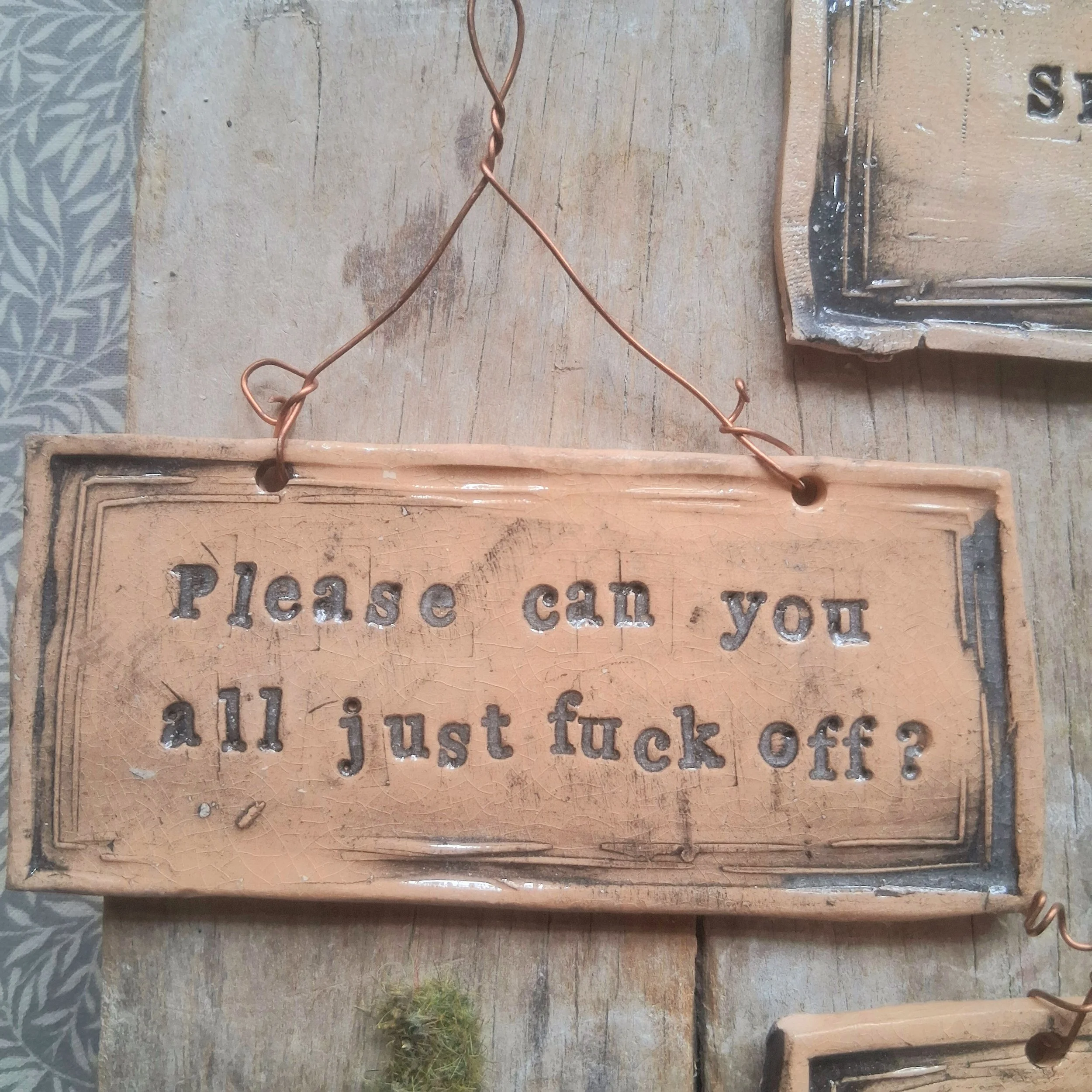 NEW! mini signs- buff clay-wall plaques-selection 4!