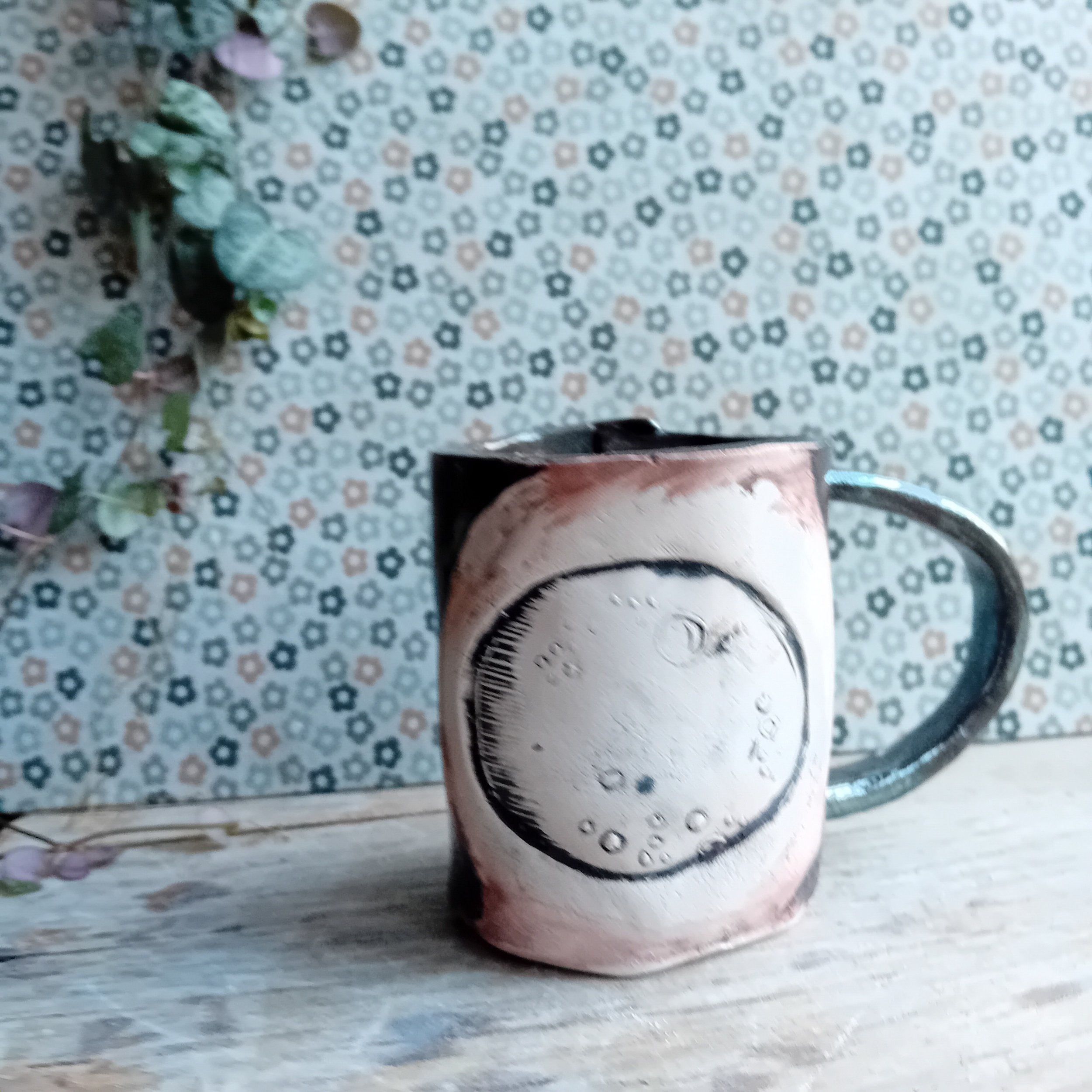 little moon tea cup, metallic brown