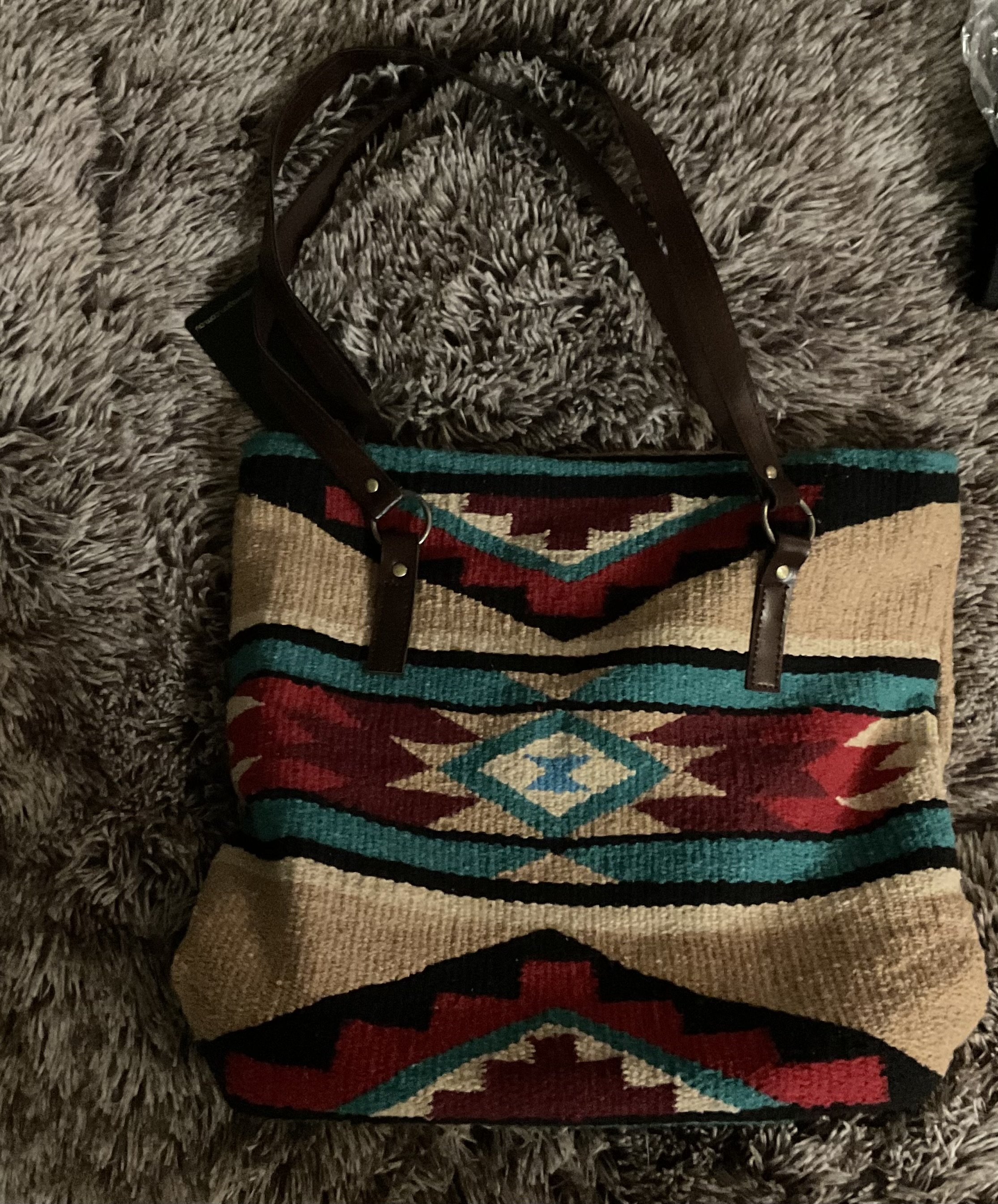 Aztec beige/turquoise/red