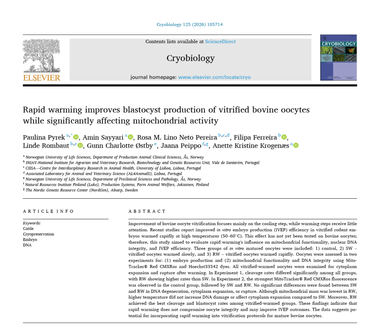 Celebrating the First Publication from the CryoStore Doctoral Network!