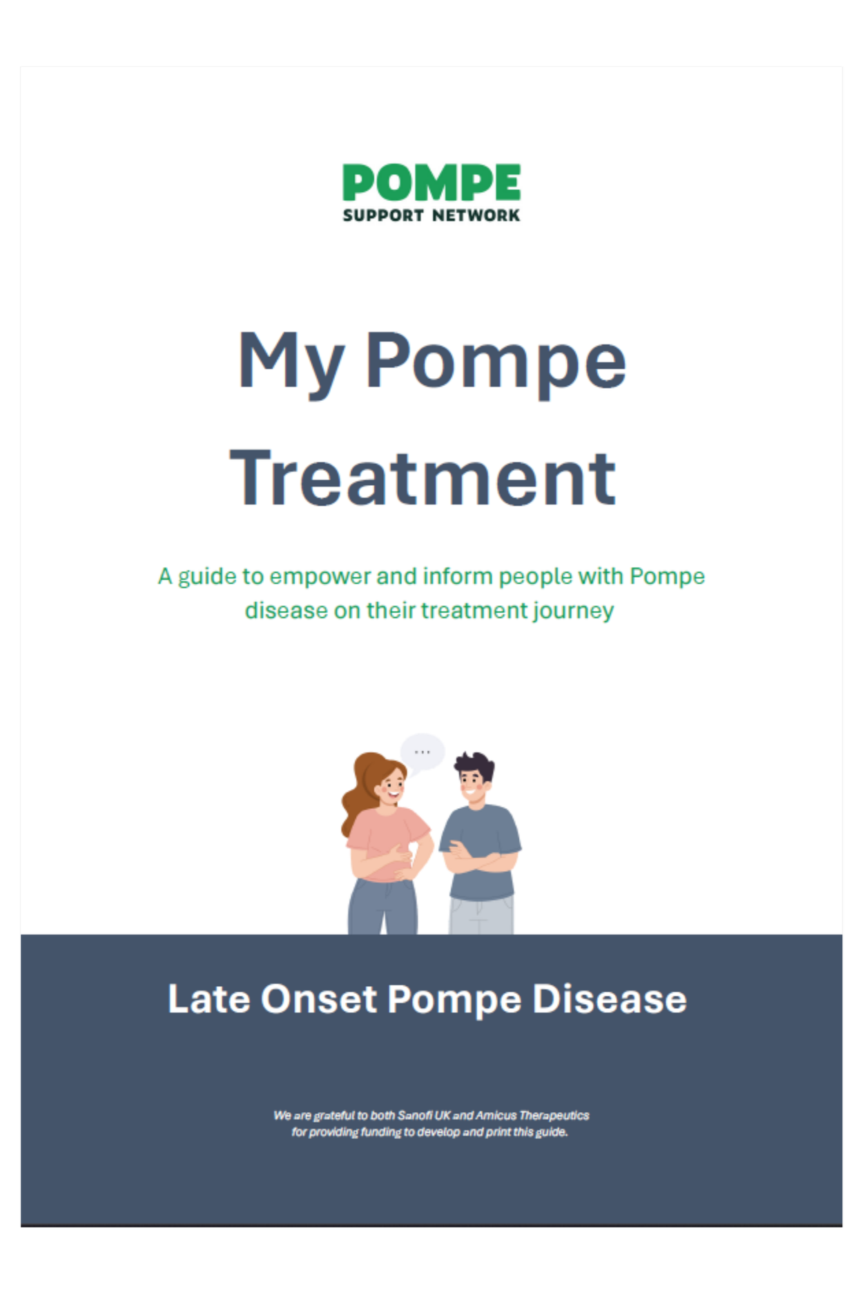 Late Onset Pompe Disease booklet and appointment sheet. POMPE | FEB 2026