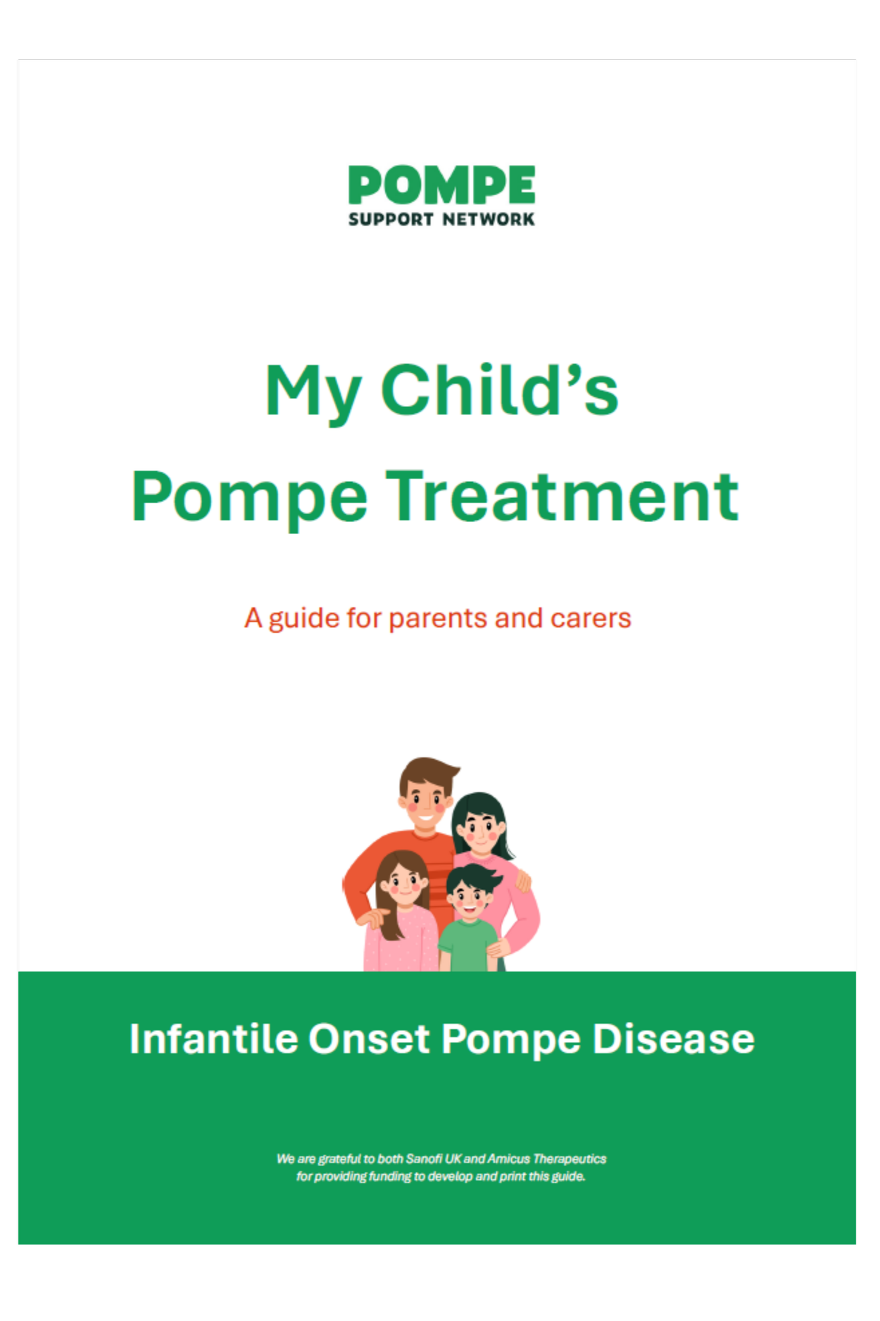 Infantile Onset Pompe Disease booklet and appointment sheet. POMPE | FEB 2026