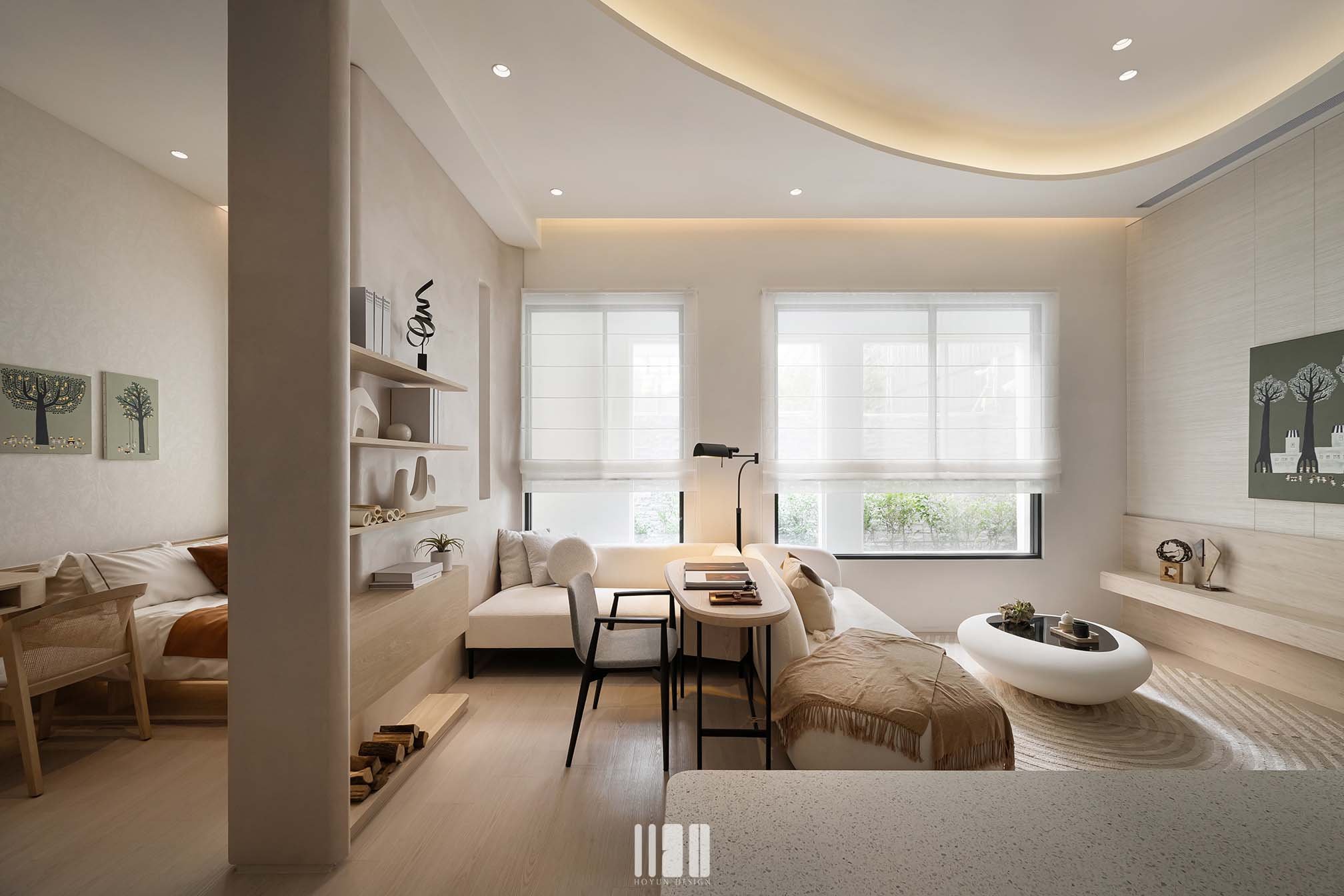 新北林口樣品屋2 公領域客餐廳與中島整合（HOYUN 和勻設計）