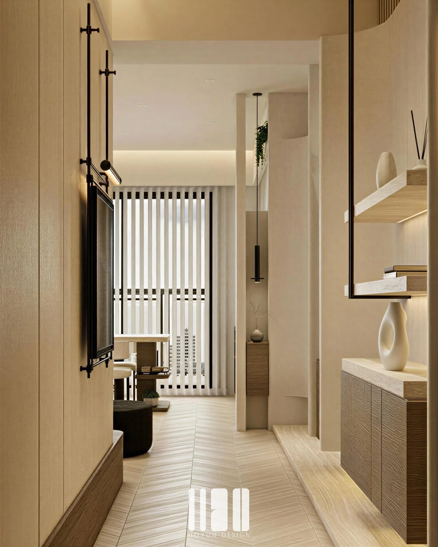 桃園藝文 | 大和仰慕 | 26.5坪樣品屋
「小坪數 &times; 放大生活感 &times; 無壓迫」
小坪數，不代表只能將就生活
本案為桃園藝文特區 26.5坪兩房樣品屋，
放大空間有一個方法，就是「模糊邊界」。
玄關延伸電視牆，
讓進門的第一眼就是完整的生活畫面。
餐廳與臥室書桌串聯，
讓工作、用餐、生活自然融合。
不是讓空間變大，
而是讓生活變得更自由。
&mdash;
空間，不只是被使用，
也值得被看見。
HOYUN 和勻設計
#和勻設計
#室內設計
#室內設計師
#青埔
#桃園
