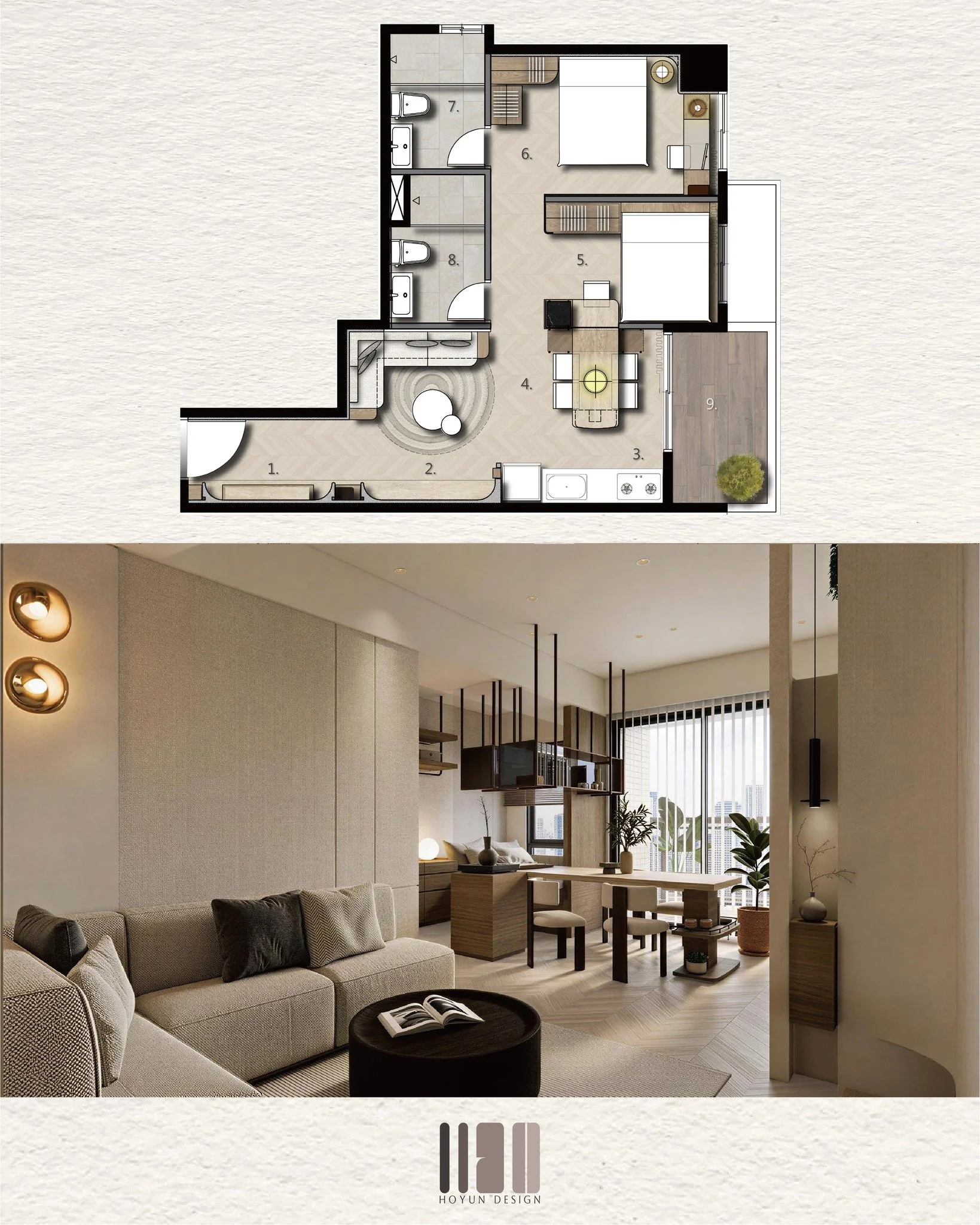 桃園藝文 | 大和仰慕 | 26.5坪樣品屋
「小坪數 &times; 放大生活感 &times; 無壓迫」
小坪數，不代表只能將就生活
本案為桃園藝文特區 26.5坪兩房樣品屋，
放大空間有一個方法，就是「模糊邊界」。
玄關延伸電視牆，
讓進門的第一眼就是完整的生活畫面。
餐廳與臥室書桌串聯，
讓工作、用餐、生活自然融合。
不是讓空間變大，
而是讓生活變得更自由。
&mdash;
空間，不只是被使用，
也值得被看見。
HOYUN 和勻設計
#和勻設計
#室內設計
#室內設計師
#青埔
#桃園
