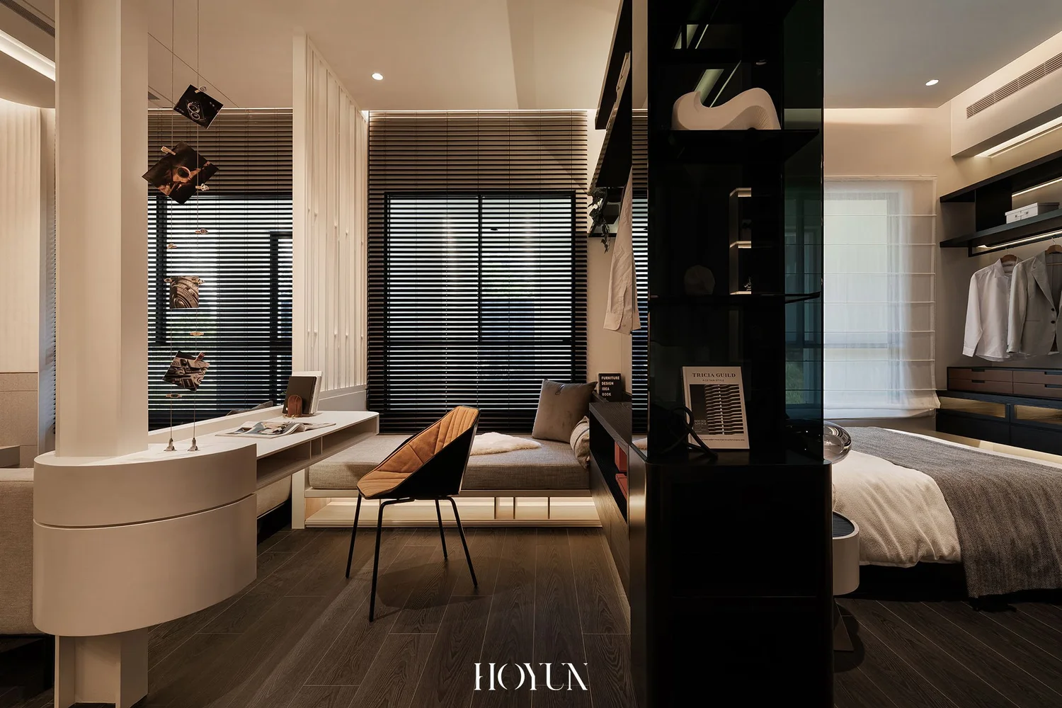 新北林口樣品屋｜客廳視角｜深色光影