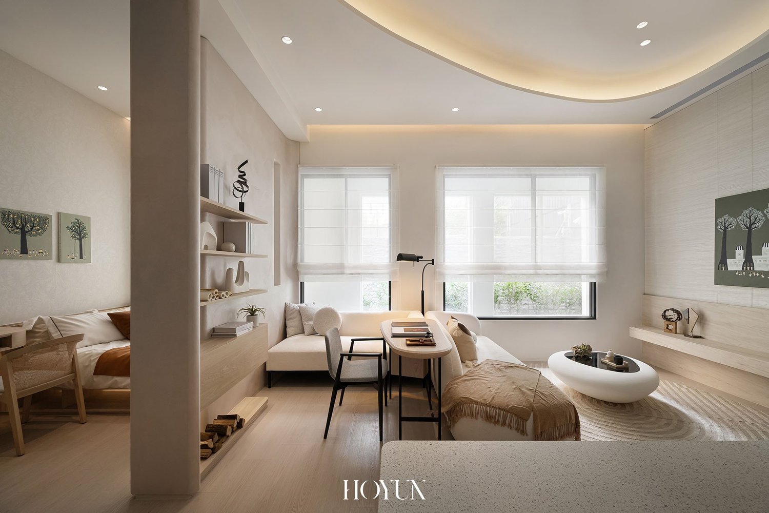 新北林口樣品屋2 公領域客餐廳與中島整合（HOYUN 和勻設計）