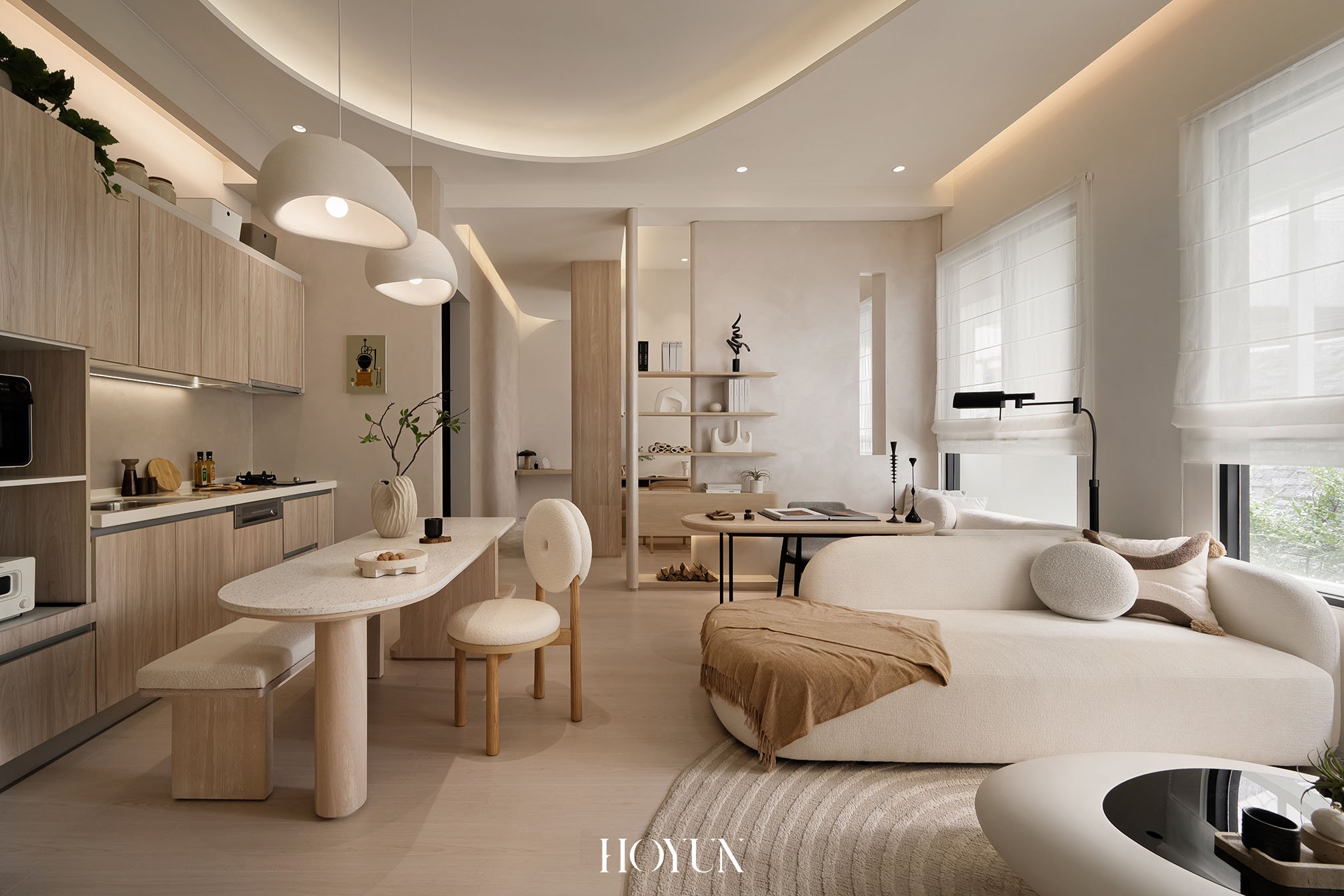 HOYUN Design｜純粹光線與比例構成的公區視角