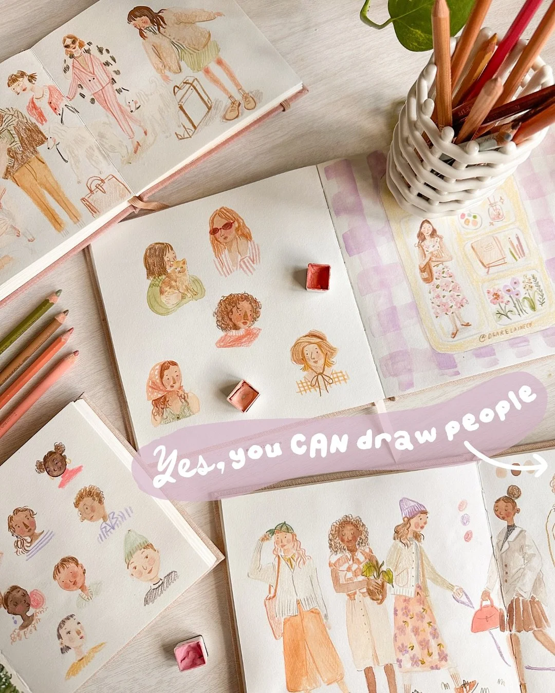 Recent student’s class art inspired me to draw some new faces ✨ super fun and you can too! 😌
🎨 Wanna learn more about the Illustrative people art class? Comment “start” for more details ✨