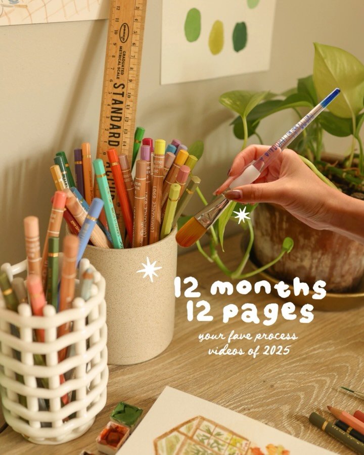 Your favorite art pages from 2025 ✨ Swipe for each month &amp; the process. What&rsquo;s your fave month? 

Let&rsquo;s get creative and go analog in 2026 💗🎨🖍️

💌 Want guidance? Comment &ldquo;start&rdquo; to learn about my fun new art classes ✨