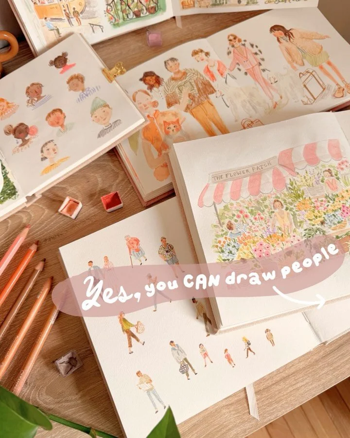 Hello 👋 to the many new faces who found me through my mini people doodles 

If you liked that exercise then you&rsquo;ll love Lesson 1 of my Illustrative People art class ✨ comment &ldquo;details&rdquo; to find out more 🎨