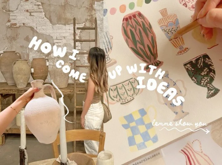 Idea block? Try this 🎨
Choose one object and redraw it a few times, changing the medium or colors each round.

I&rsquo;m doing it with vases here, and it gets me into a design flow. That&rsquo;s when ideas multiply and your personal style starts to 