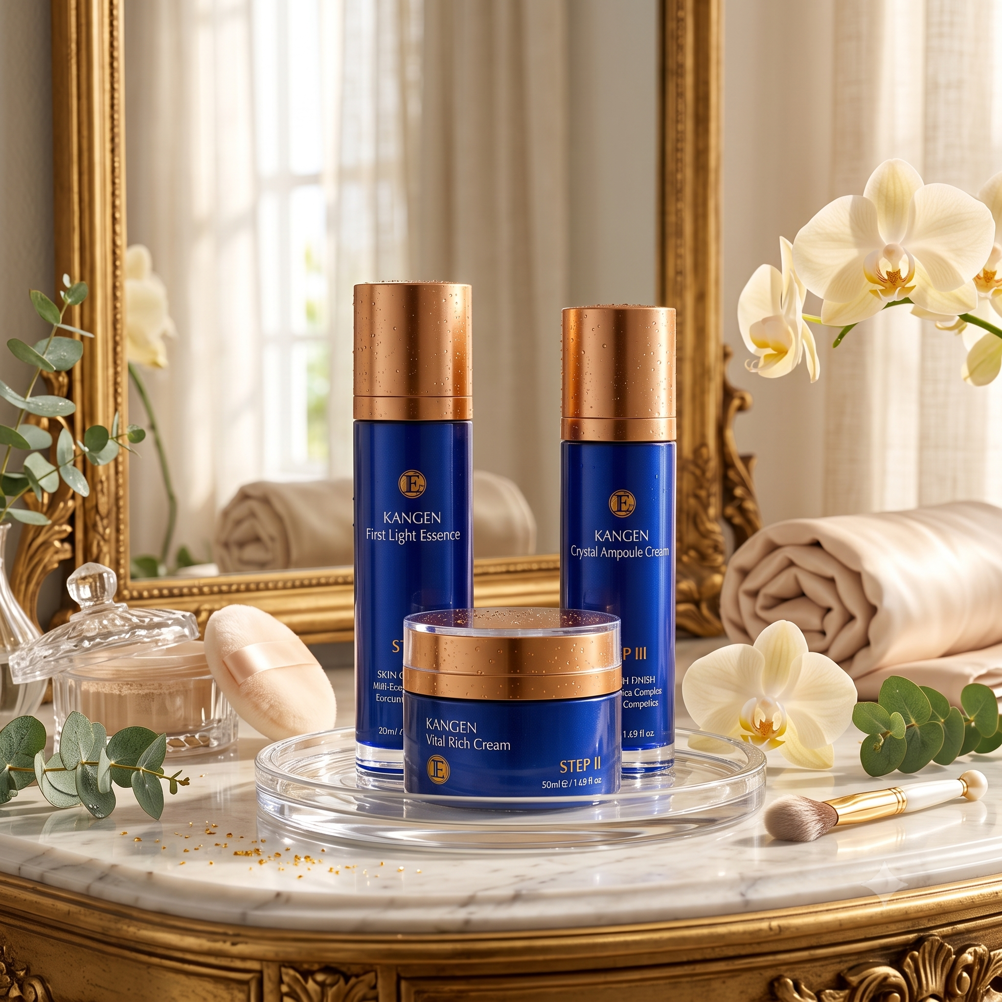 Kangen Beaute skincare set packaging for USA DD and Sigma subscription prices