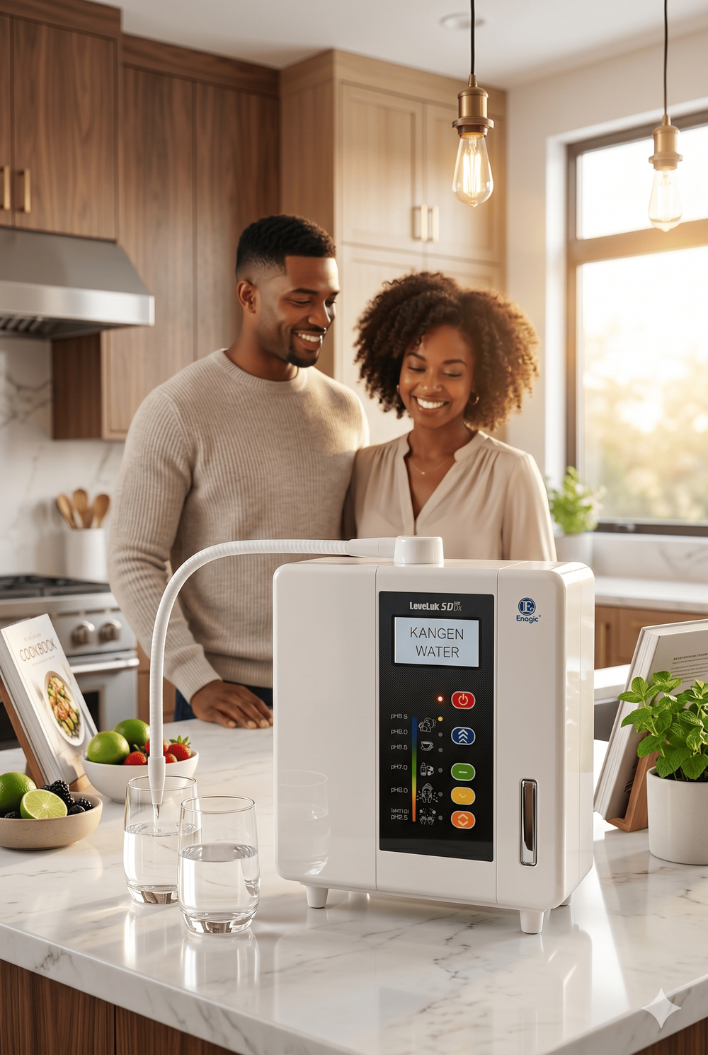 Enagic Leveluk SD501DX producing 5 different pH water types