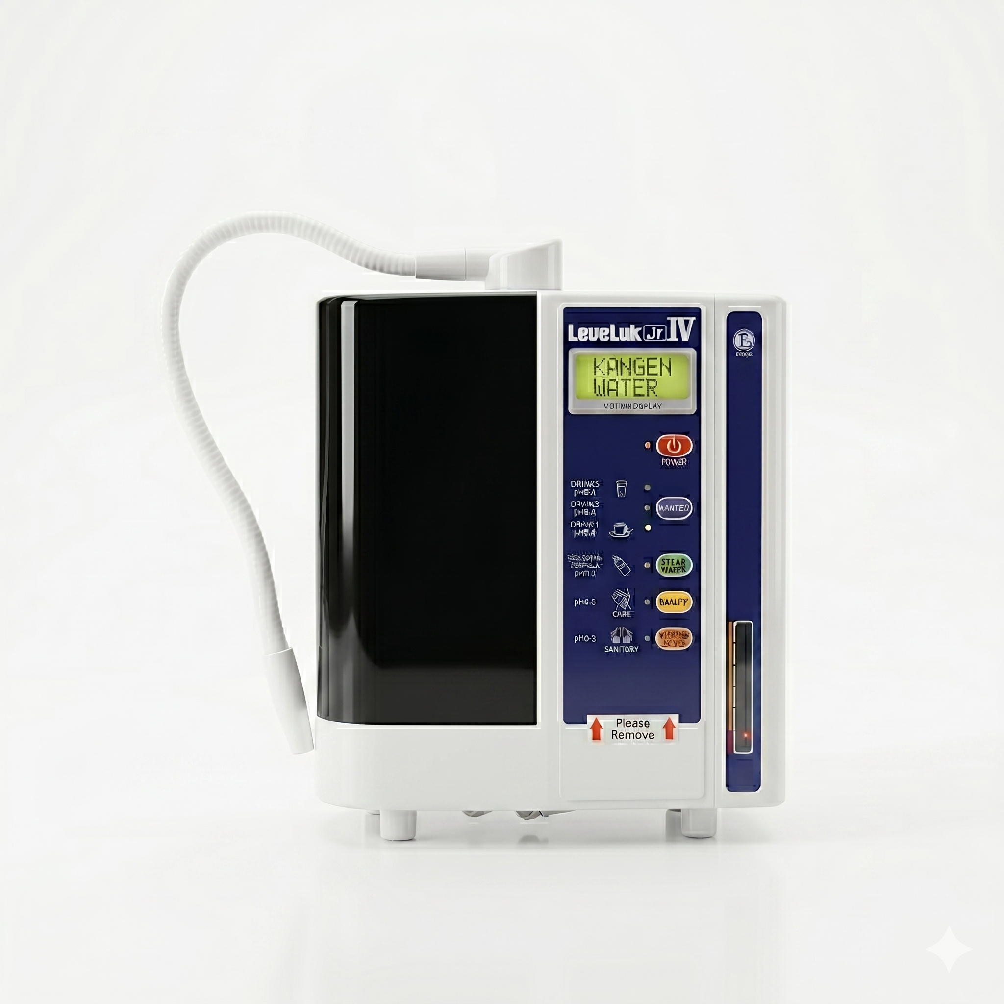 Enagic Leveluk JRIV compact entry-level Kangen water machine with a dark blue and white casing.