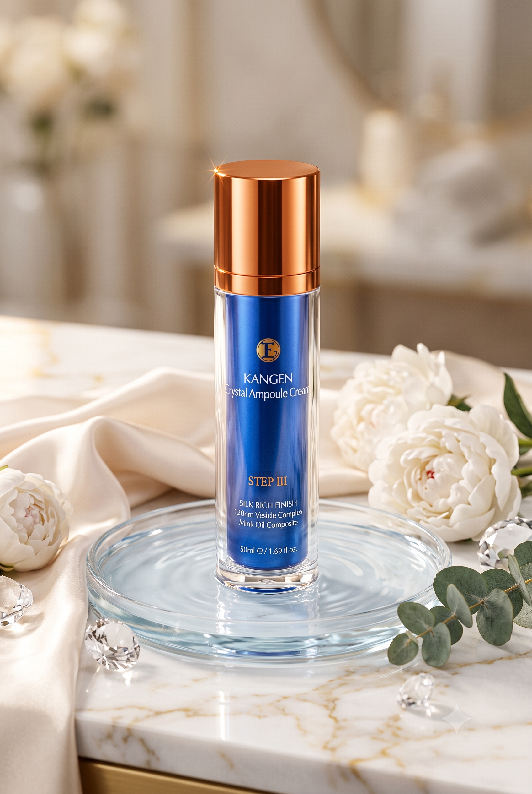 Kangen Beaute Crystal Ampoule Cream to lock in moisture and protect the skin barrier