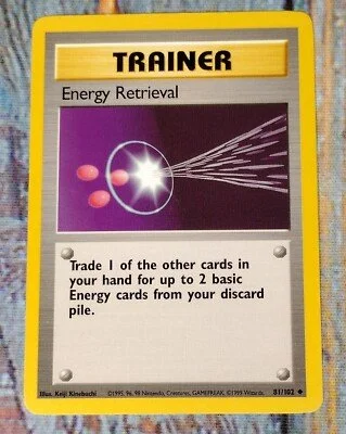 Trainer Energy Retrieval Pokémon Card Uncommon Base Set - 81/102 1999
