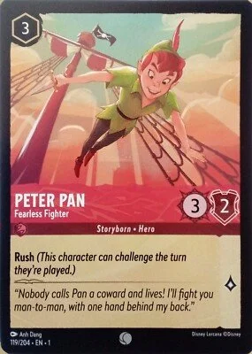 Disney Lorcana Peter Pan Fearless Fighter Common 119/204