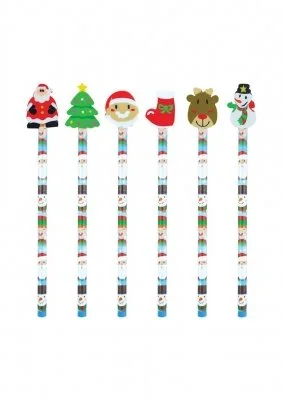 Christmas Pencil With Eraser Top ( 1 Random Design Sent)