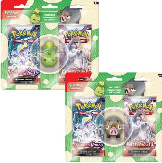 Pokemon Back to School ERASER BLISTER - Smoliv / Lechonk TCG Trading Card Game (1 pc)