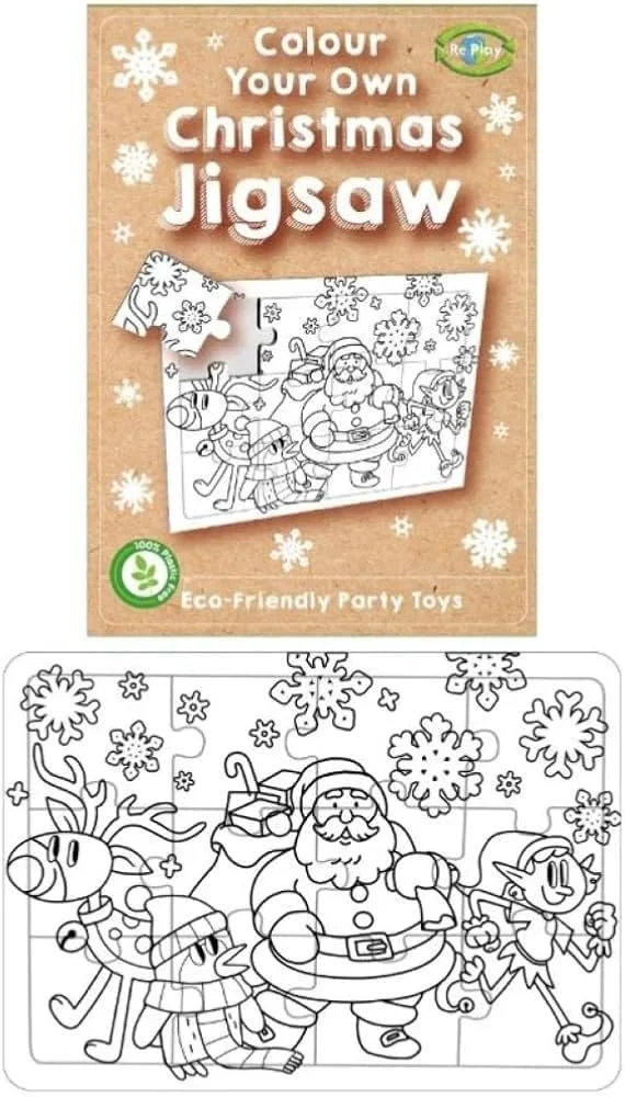 Eco Friendly Mini colour your own christmas jigsaw