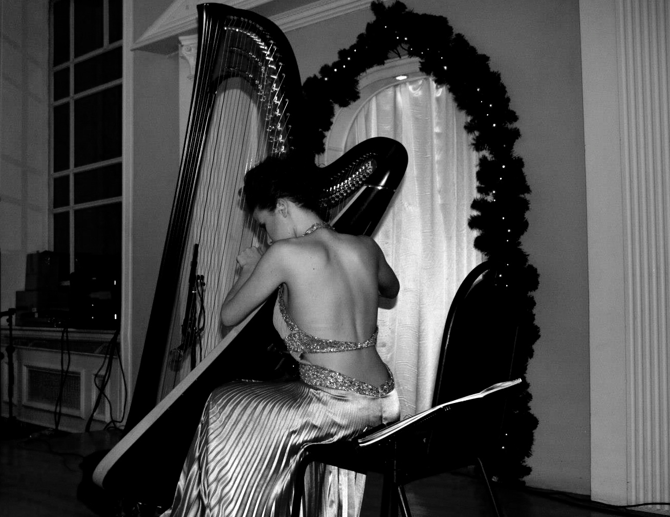 play harp at events