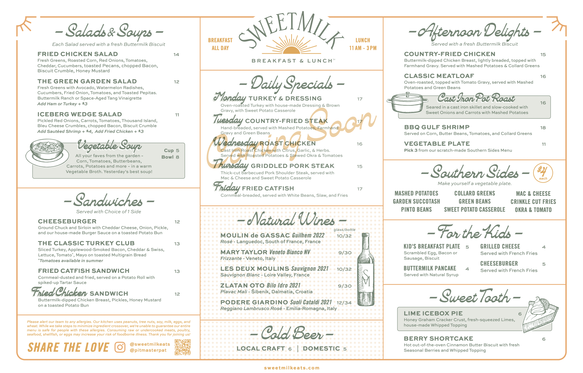 Menu — SweetMilk