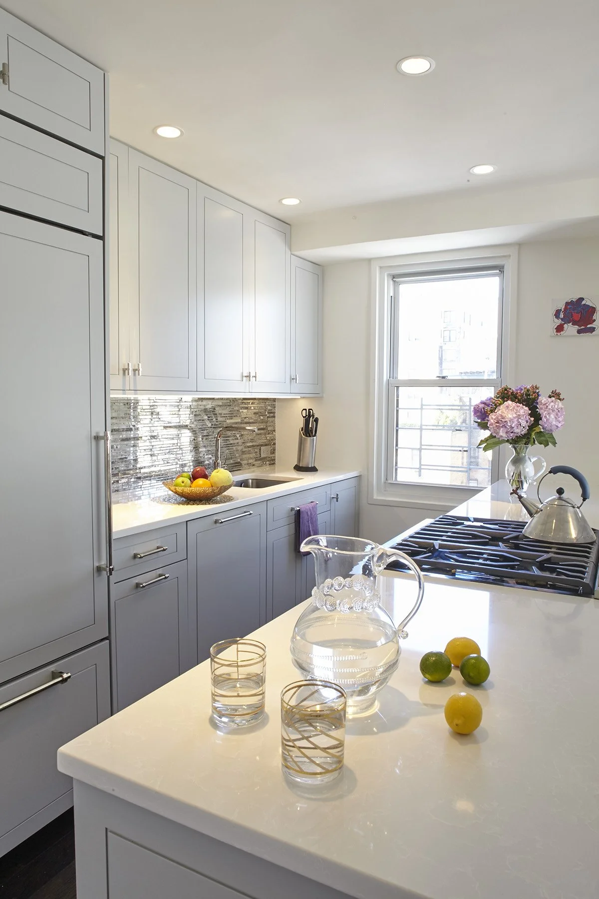 UES Light Gray Color Kitchen Design Projects — D2 Design and Works
