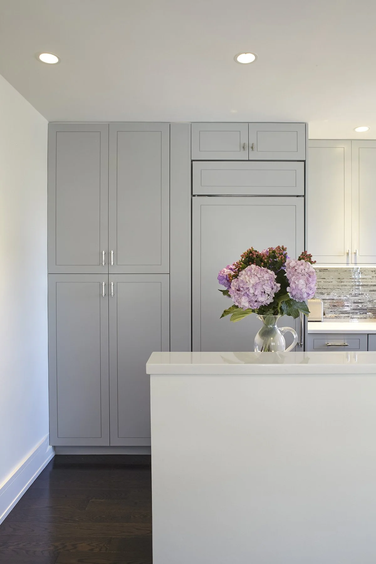 UES Light Gray Color Kitchen Design Projects — D2 Design and Works