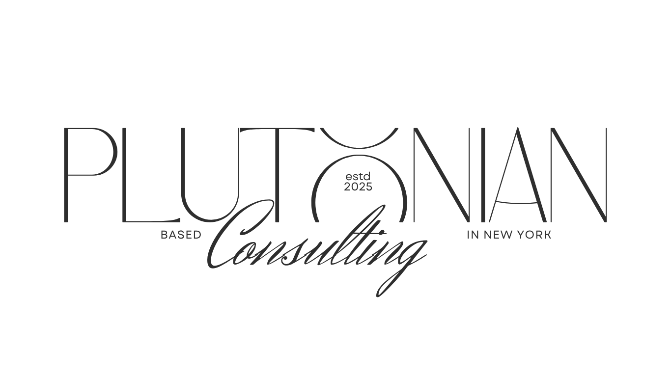 Logo for Pluttonian Consulting, established 2025, based in New York.