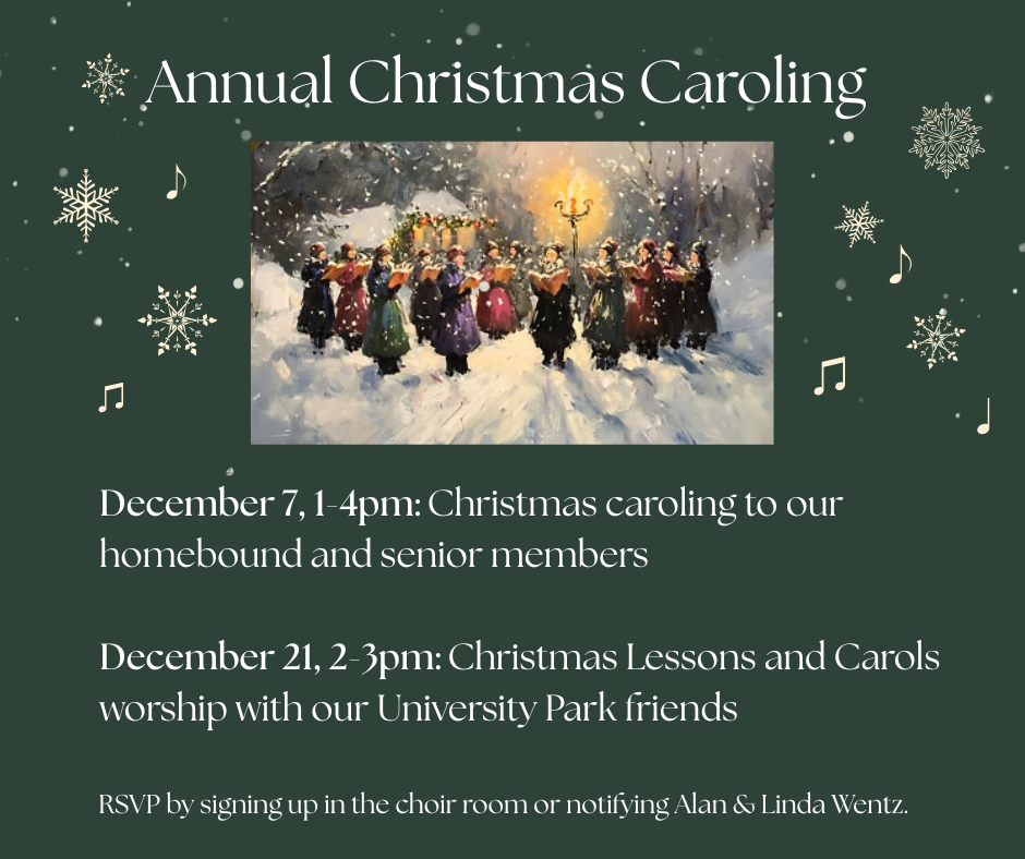 Christmas Caroling (to our homebound & senior members)