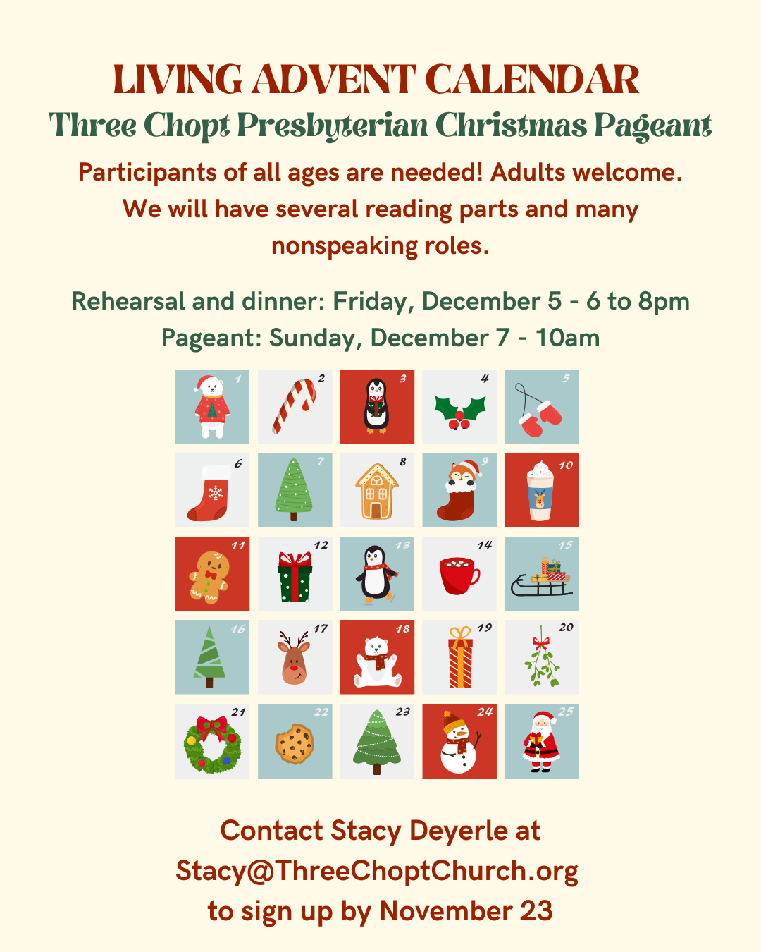 Christmas Pageant Rehearsal &amp; Dinner