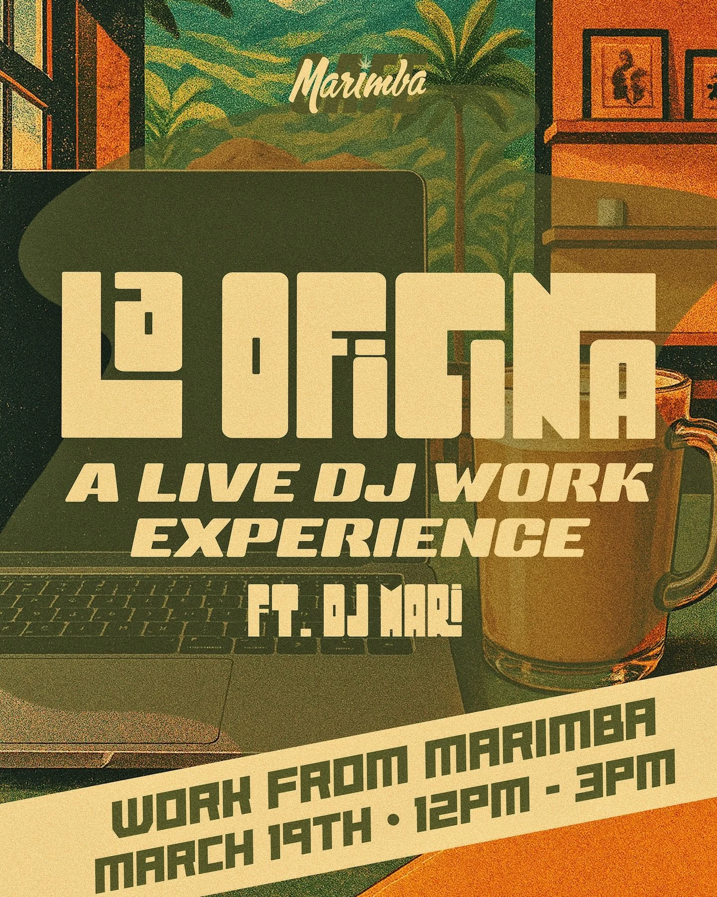 WFM (Work From Marimba) 🎧💻☕️ Set up your office with us alongside @heydjmari as she spins the ultimate office hours set in honor of Women&rsquo;s Month! From 12&ndash;3pm, she&rsquo;ll be spinning a LIVE &ldquo;office&rdquo; set to keep you product