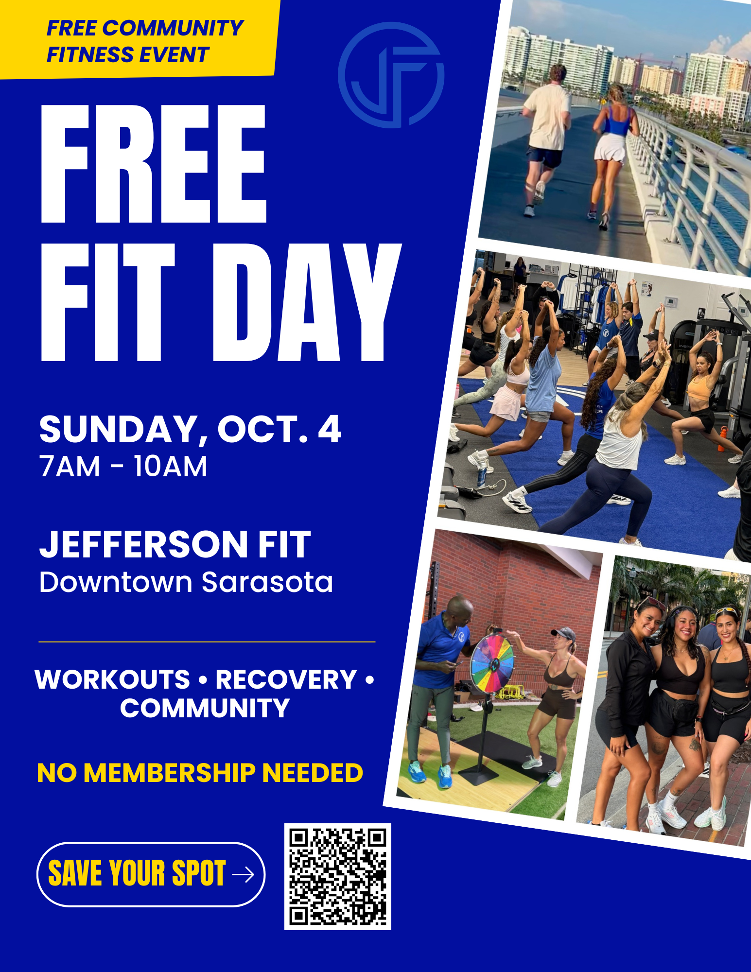 Free Fit Day at Jefferson Fit in downtown Sarasota on Sunday, October 4