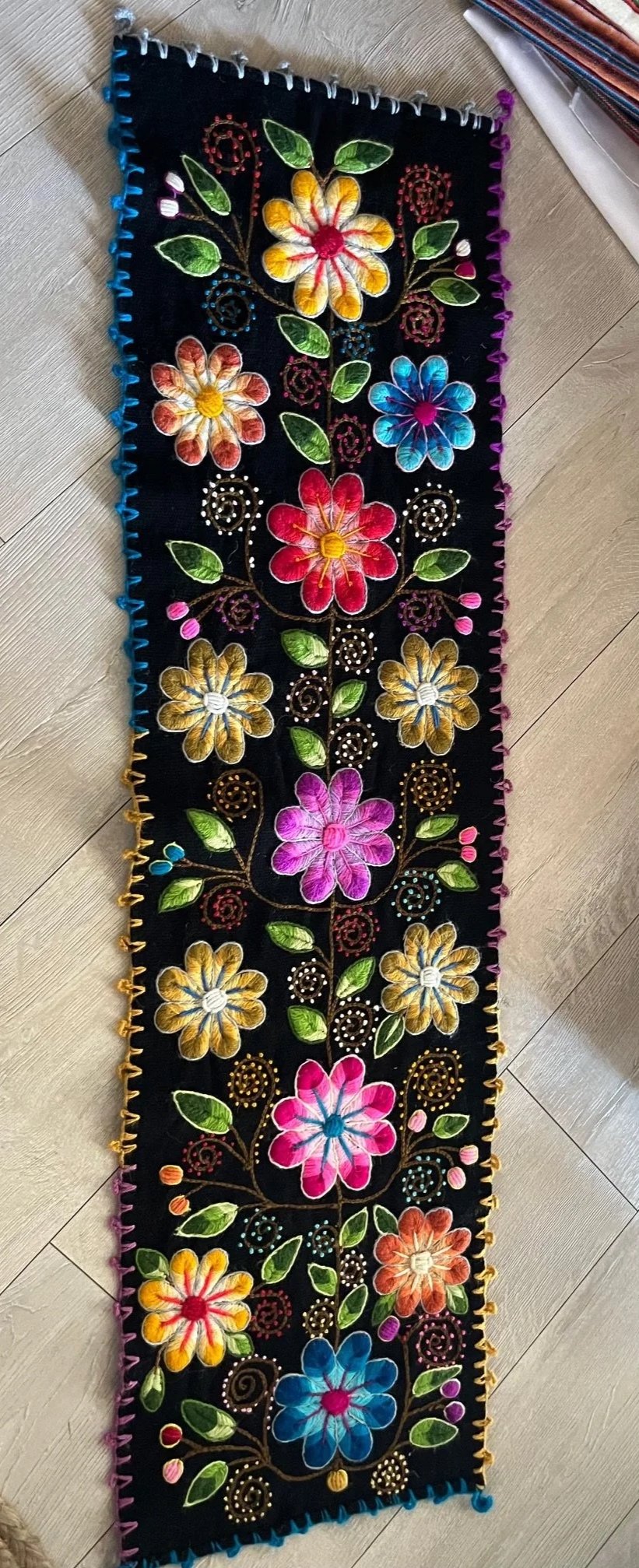 Floral Embroidered Table Runner