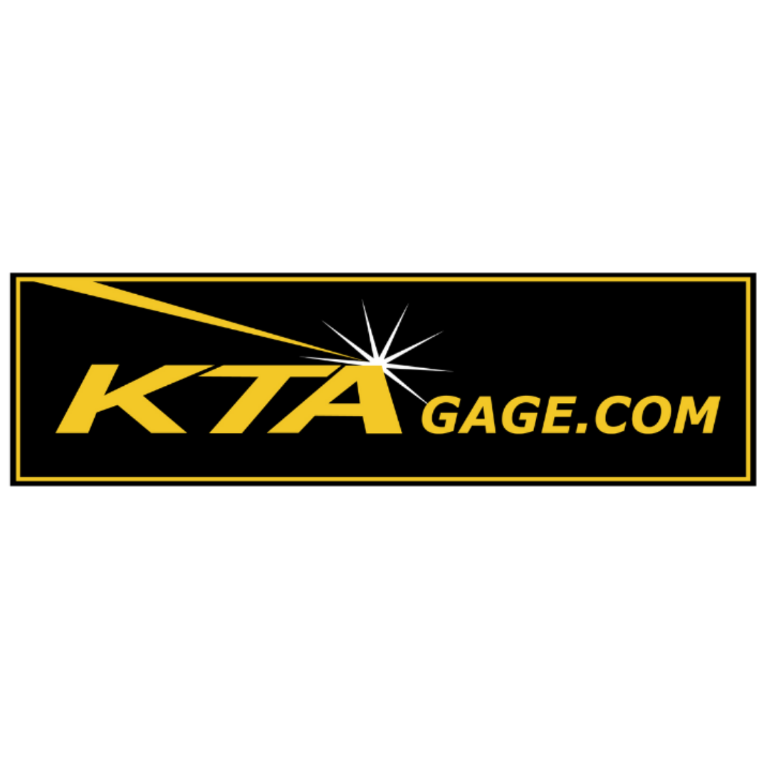 KTA GAGE.com logo with yellow text on a black background, featuring a starburst design and a yellow line crossing the top left corner.