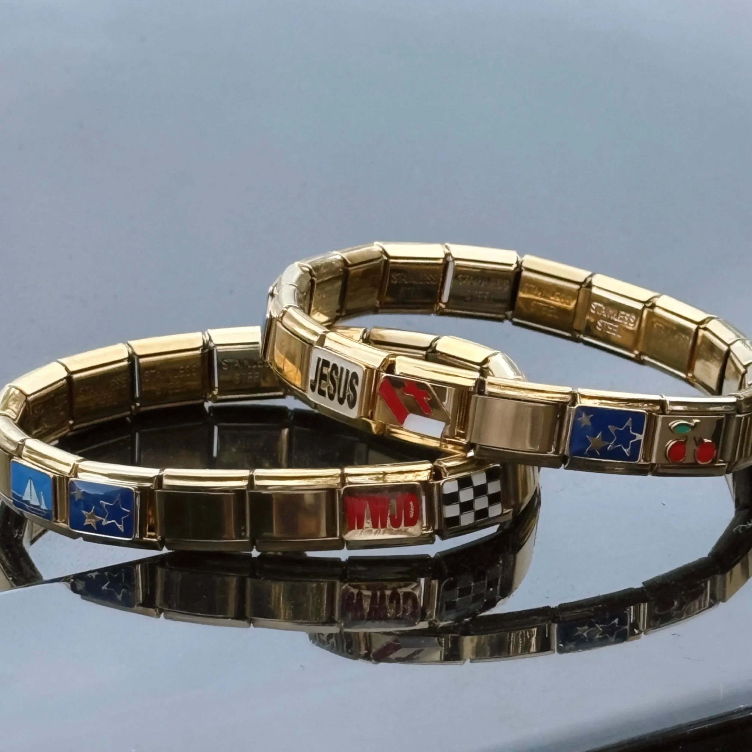 GOLD* CREATION OF CHRIST ITALIAN CHARM BRACELET