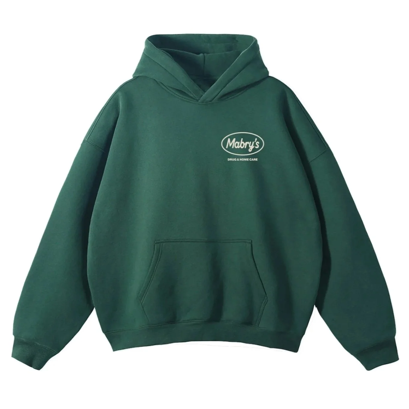 Green hoodie with small logo that says "Mabry's" and "DRUG & HOME CARE" underneath.