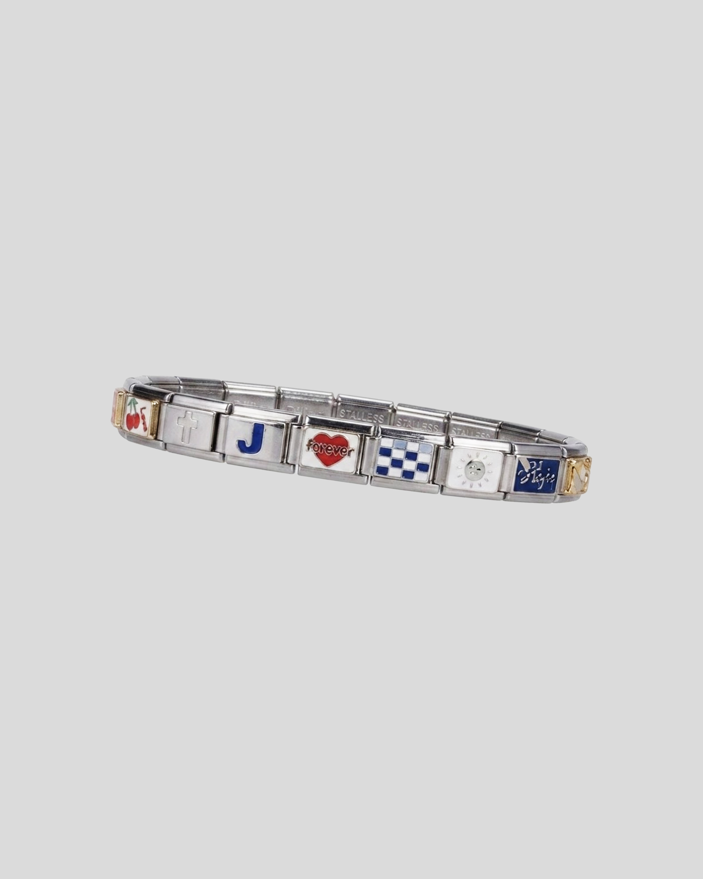 SILVER* CREATION OF CHRIST ITALIAN CHARM BRACELET