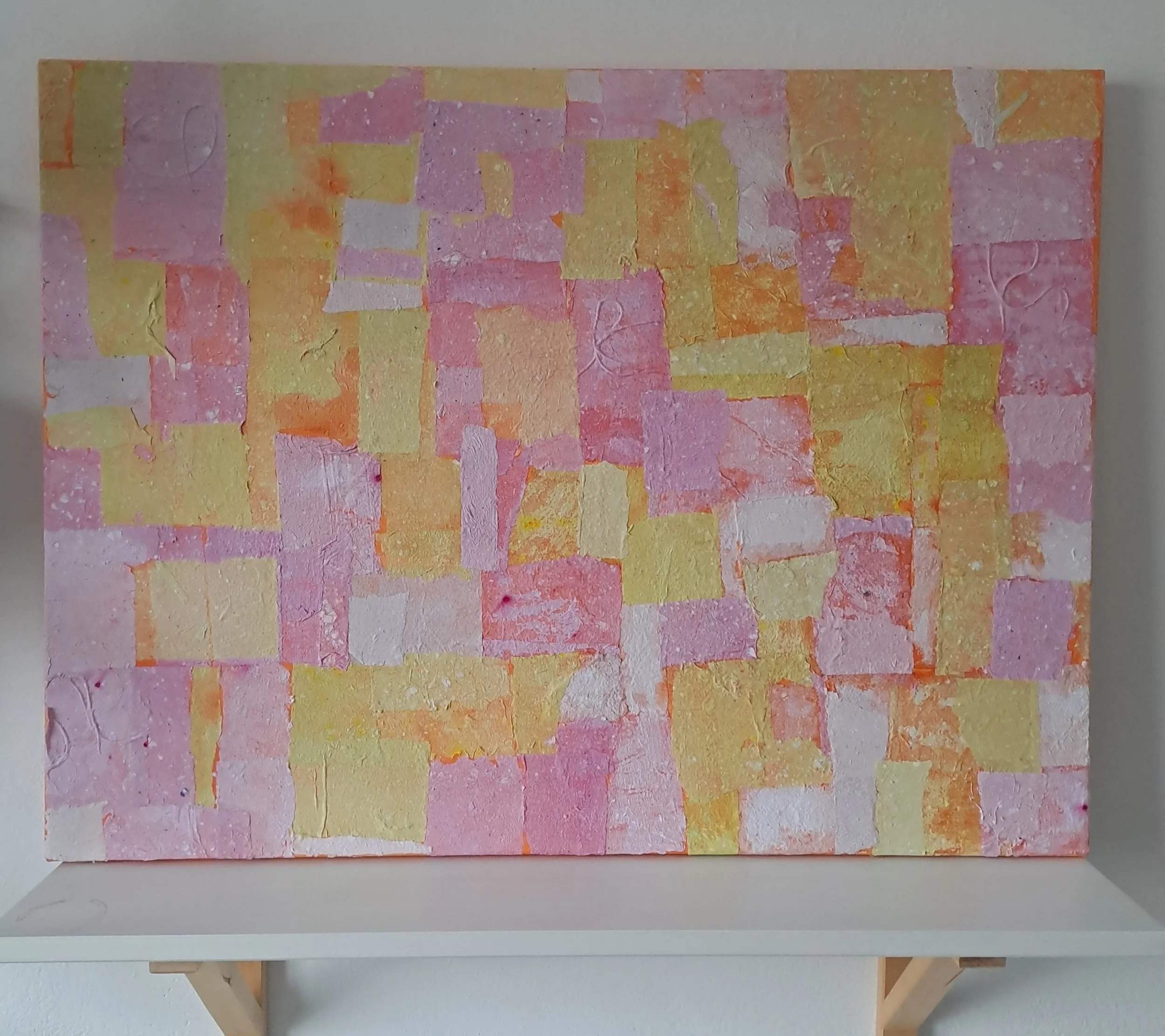 abstract painting with paper by italian artist michela colonna