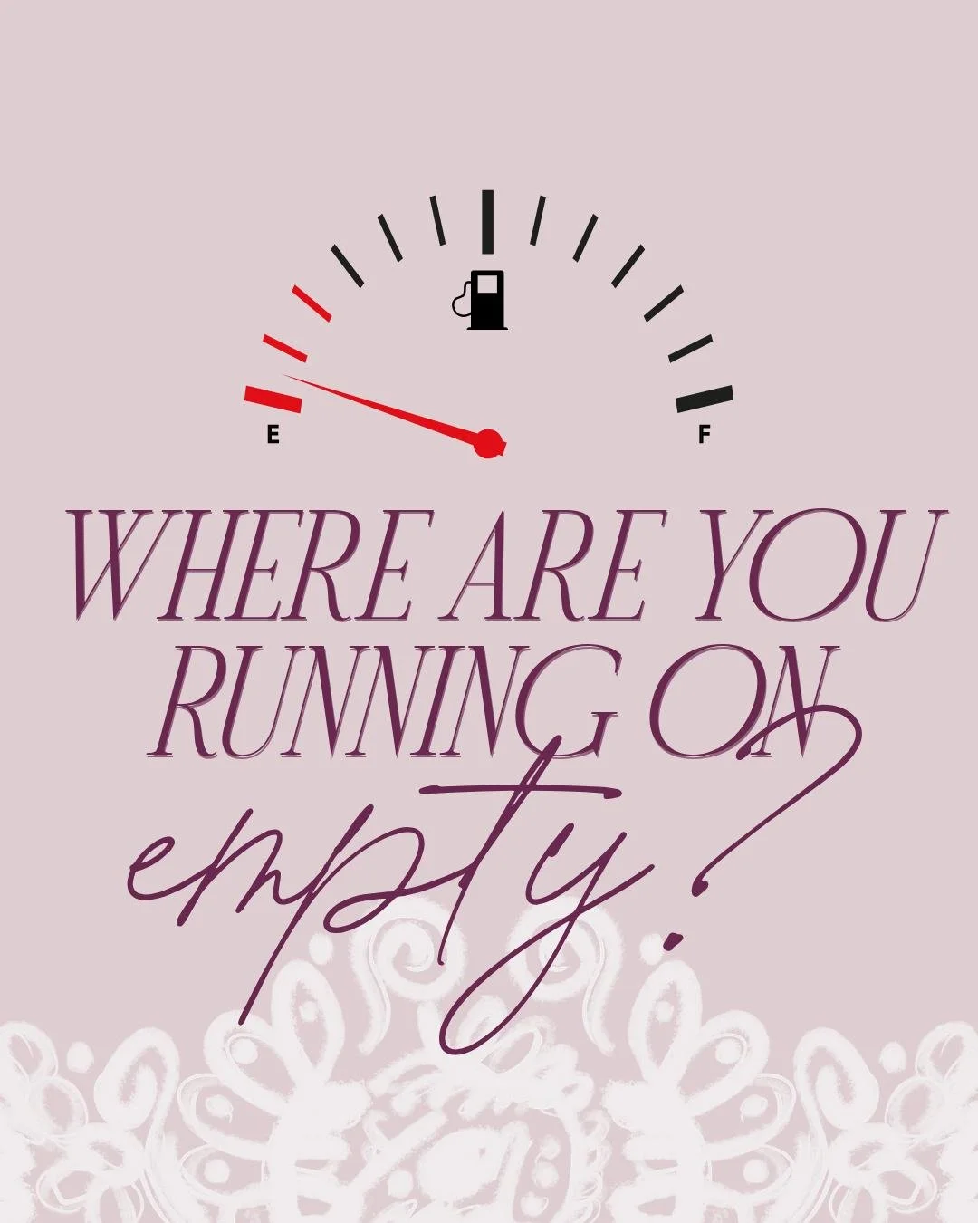 Where are you running on empty?

Not where you&rsquo;ve stopped.
Not where you&rsquo;ve failed.

But where you&rsquo;re still going&hellip;
without anything left to give.

We&rsquo;re often the last to notice
when our own system is depleted.

Where a